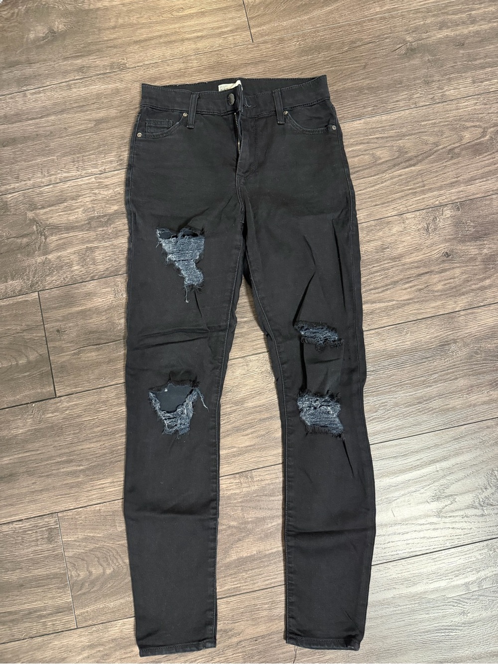 Topshop Black Ripped Skinny Jeans
